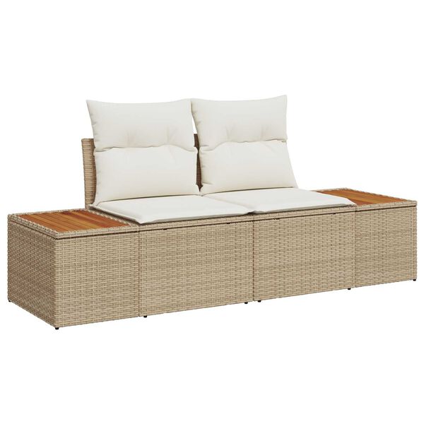 vidaXL Garten-Sofa-Set mit Speicher 6 pcs Beige Poly Rattan