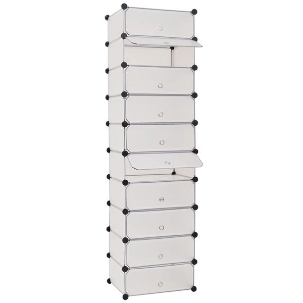 vidaXL Schuh-Organizer Zusammenklappbar mit 10 F&auml;chern Wei&szlig;