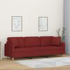 vidaXL 3-Sitzer-Sofa mit Kissen Weinrot 210 cm Stoff