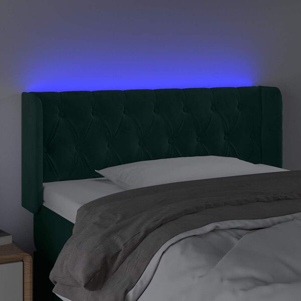 vidaXL LED Kopfteil Dunkelgr&uuml;n 103x16x78/88 cm Samt