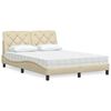 vidaXL Bett mit Matratze Creme 120x200 cm Stoff