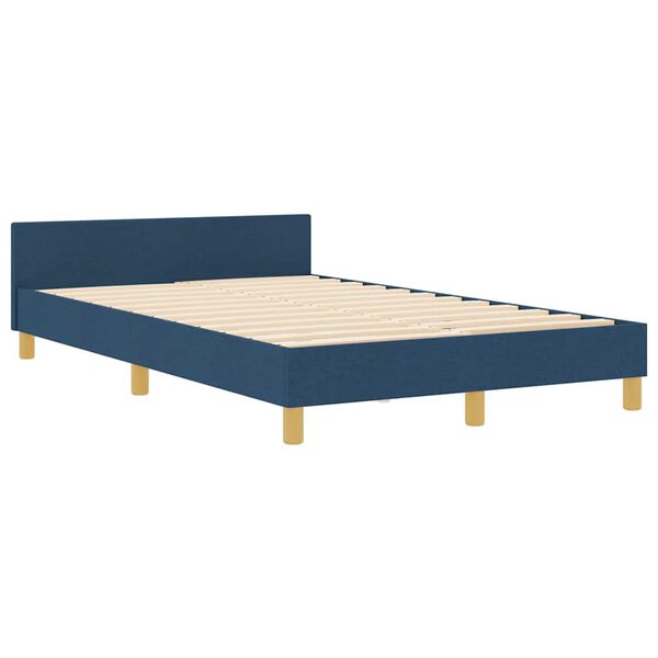 vidaXL Bettgestell mit Kopfteil Blau 120 x 200 cm Stoff