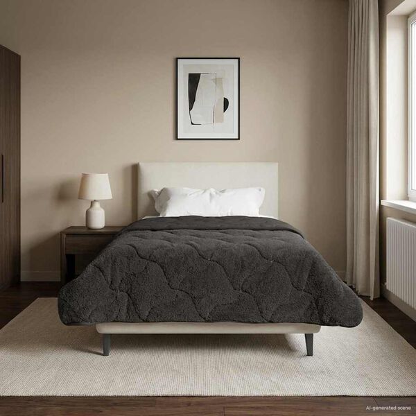 vidaXL Ganzjahresbettdecke Gepolstert Anthrazit 140 x 220 cm