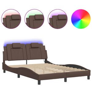 vidaXL Bettgestell "Viana" mit LED ohne Matratze Braun 140x190 cm