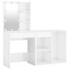 vidaXL LED-Schminktisch mit Schrank Hochglanz-Wei&szlig; Holzwerkstoff