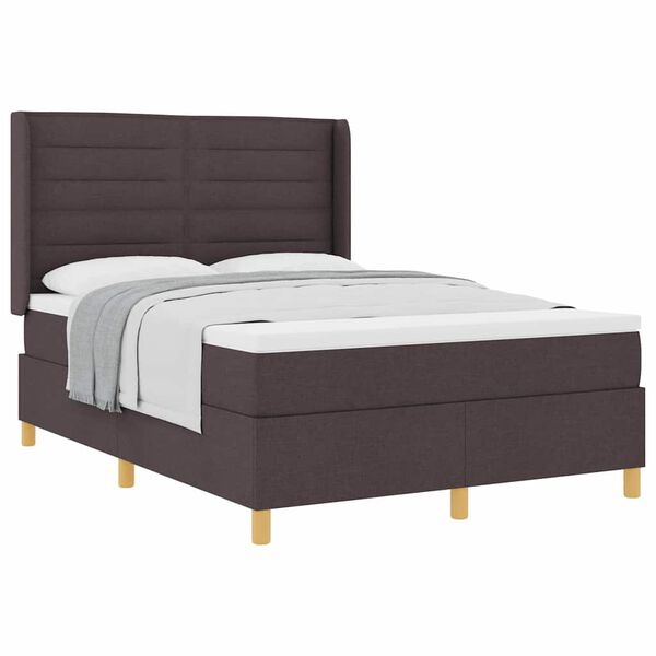 vidaXL Boxspringbett mit Matratze Dunkelbraun 140 x 200 cm Stoff