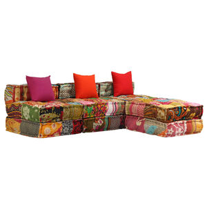 vidaXL 3-Sitzer Modularer Pouf Patchwork Stoff