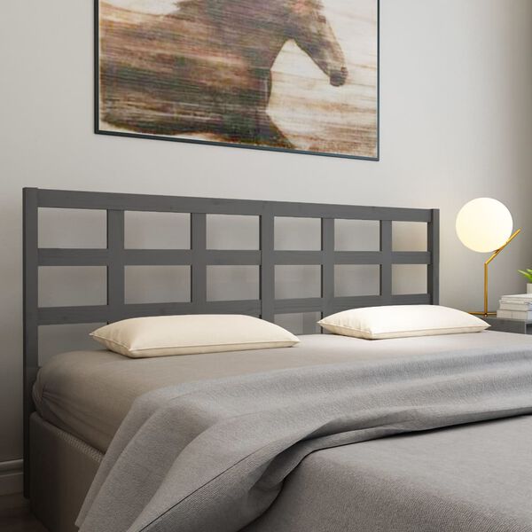 vidaXL Bett-Kopfteil Grau 205,5x4x100 cm Massivholz Kiefer