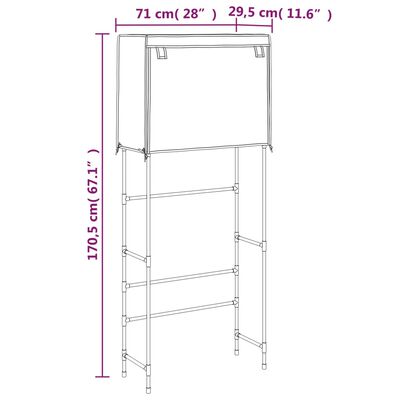 vidaXL Waschmaschinenregal 2 Ablagen Schwarz 71x29,5x170,5 cm Eisen