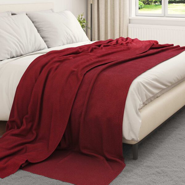 vidaXL &Uuml;berwurfdecke Bordeauxrot 240 x 220 cm Fleece