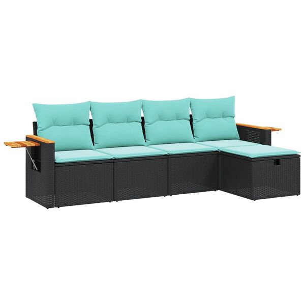 vidaXL 5-tlg. Garten-Sofagarnitur mit Kissen Grau Poly Rattan