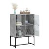 vidaXL Beistellschrank mit Glast&uuml;ren Betongrau 69x37x100 cm