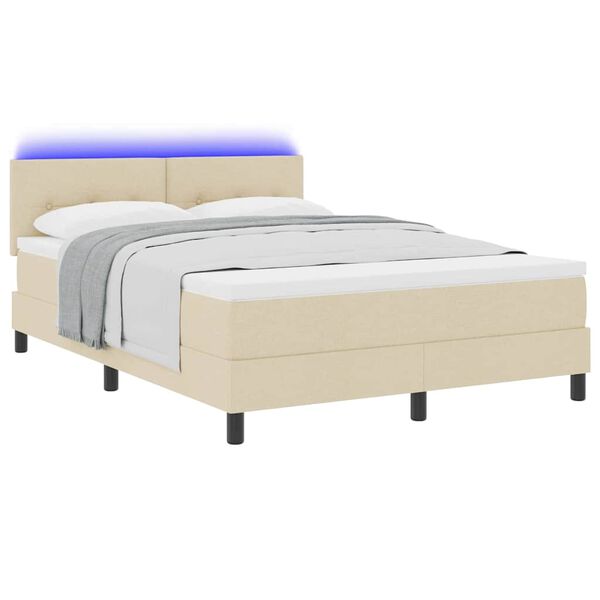 vidaXL Boxspringbett mit Matratze Creme 140 x 190 cm Stoff