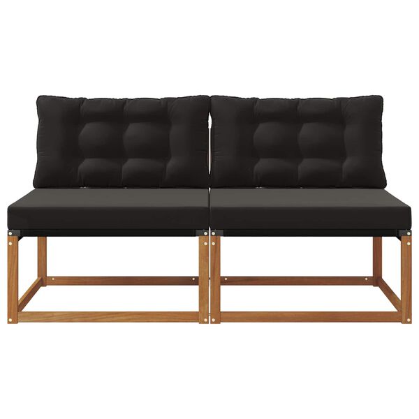 vidaXL 2 St&uuml;ck Outdoor Mittelsofa Massivholz Akazie Natur