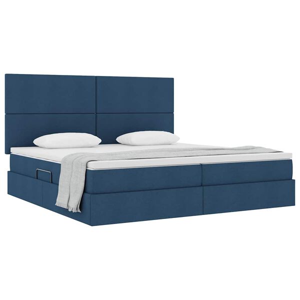 vidaXL Aufbewahrungsbett mit Matratze Blau 200 x 200 cm Polyester