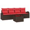 vidaXL Gartensofa-set 5 Stk. 4-Sitzanzahl Braun Poly-Rattan