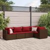 vidaXL 5-tlg. Garten-Lounge-Set mit Kissen Braun Poly Rattan