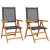 vidaXL Klappst&uuml;hle, 2 St&uuml;ck, schwarz, Massivholz Akazie und Polyrattan