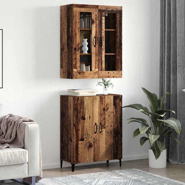 vidaXL Highboard 2 pcs Altholz Holzwerkstoff