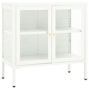 vidaXL Sideboard Wei&szlig; 70x35x70 cm Stahl und Glas