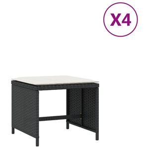 vidaXL Gartenhocker mit Kissen 4 Stk. Schwarz 40x40x35 cm Poly Rattan
