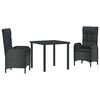 vidaXL Garten Essgruppe 3 stk. Schwarz Poly-Rattan
