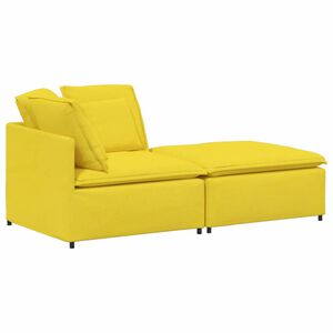 vidaXL Modulares Sofa mit Fußhocker Kissen Stoff Hellgelb