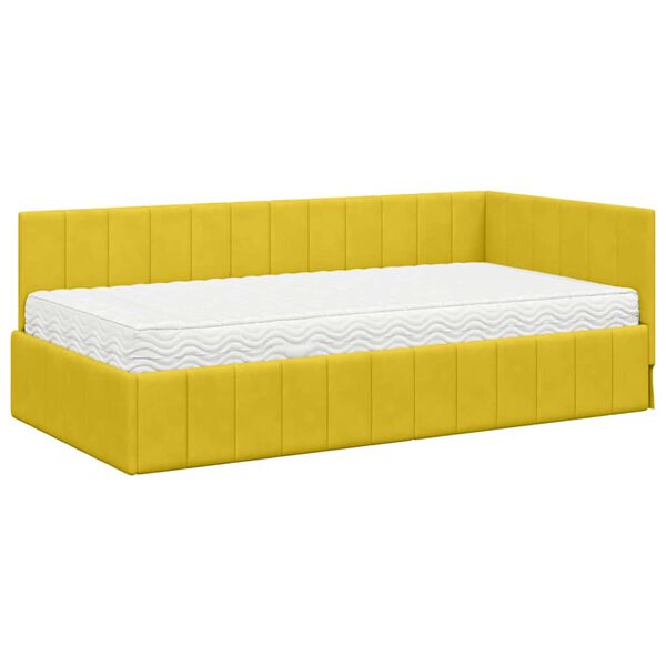 vidaXL Eckbettgestell mit Matratze mit Matratze 2 pcs Gelb Samt