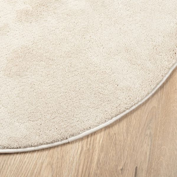 vidaXL Teppich OVIEDO Kurzflor Beige &Oslash; 100 cm