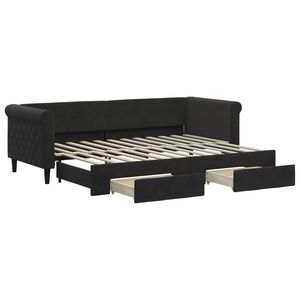 vidaXL Tagesbett Ausziehbar mit Schubladen Schwarz 80x200 cm Samt