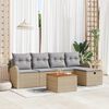 vidaXL Garten-Sofa-Set mit Kissen mit Speicher 6 pcs Beige Poly Rattan