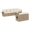 vidaXL 7-tlg. Garten-Sofagarnitur mit Kissen Beige Poly Rattan