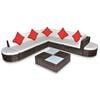 vidaXL 8-tlg. Garten-Lounge-Set mit Kissen Poly Rattan Braun