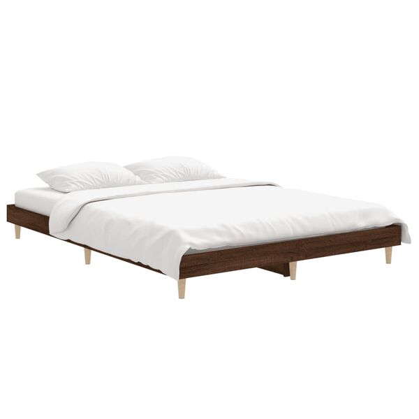 vidaXL Bettgestell Braun Eichen-Optik 135x190 cm Holzwerkstoff