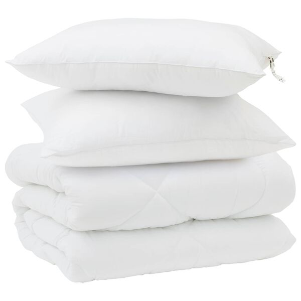 vidaXL Winterbettdecke mit Kissen 3 pcs Wei&szlig; Mikrofaser