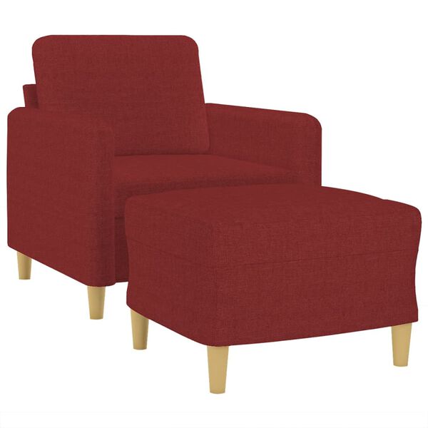 vidaXL Sessel mit Hocker Weinrot 60 cm Stoff