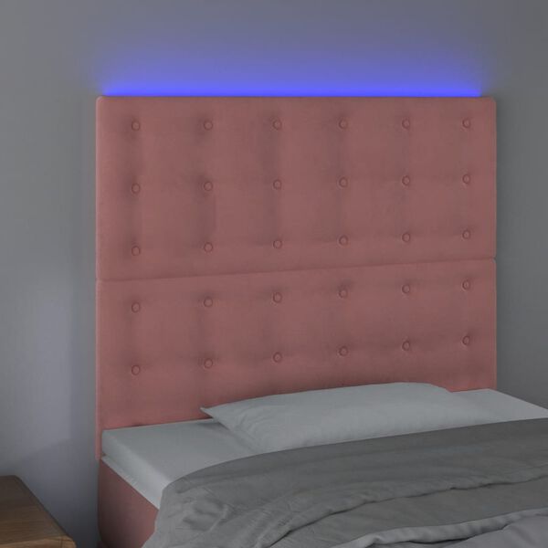 vidaXL LED Kopfteil Rosa 90x5x118/128 cm Samt
