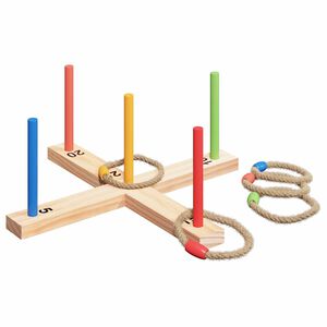 vidaXL Ringwurfspielset Natur und Rot 41 x 41 x 16 cm
