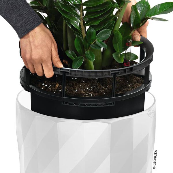 LECHUZA Pflanzgef&auml;&szlig; DIAMANTE Premium ALL-IN-ONE &Oslash; 40 cm Mattwei&szlig;