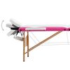 vidaXL Massageliege Klappbar 3-Zonen mit Holzgestell Wei&szlig; und Rosa