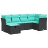 vidaXL 6-tlg. Garten-Sofagarnitur mit Kissen Schwarz Poly Rattan