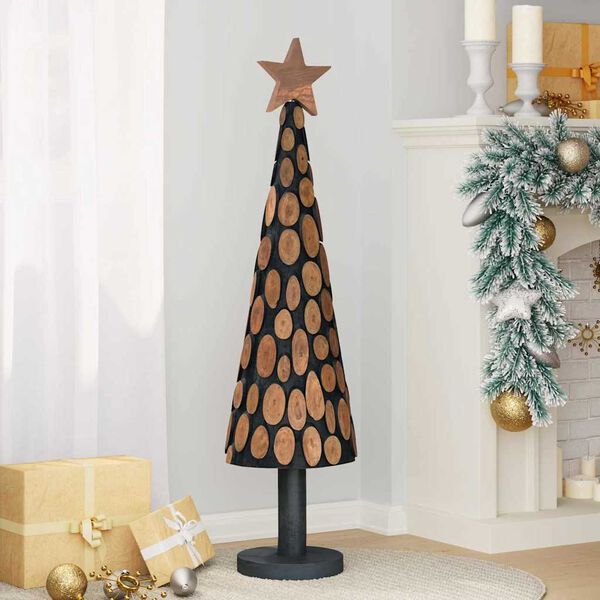 vidaXL Weihnachtsbaum mit St&auml;nder Braun 120 cm Massivholz Teak