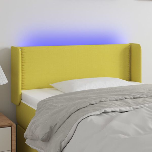 vidaXL LED Kopfteil Gr&uuml;n 83x16x78/88 cm Stoff