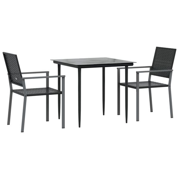 vidaXL 3-tlg. Garten-Essgruppe Poly Rattan und Stahl
