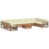 vidaXL Sofagarnituren 11 stk. Natur und Creme Massivholz Akazie