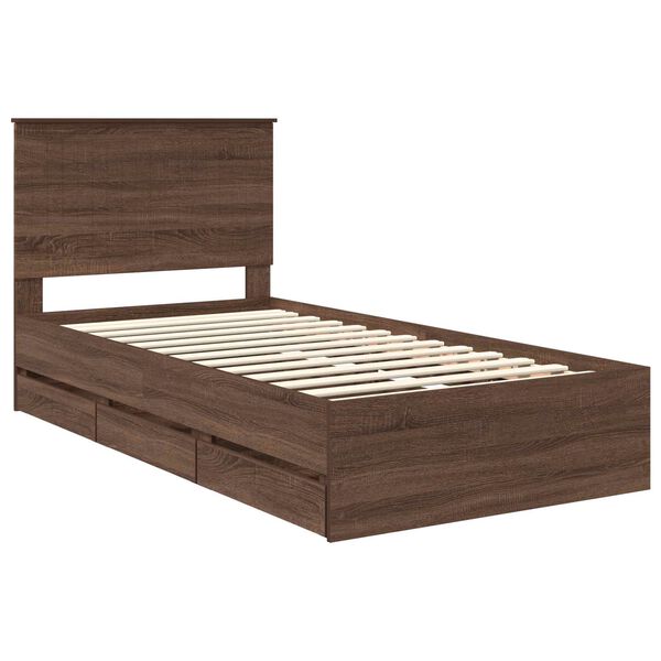 vidaXL Bettrahmen Braun Eichen-Optik 100 x 200 cm Ingenieurs Holz