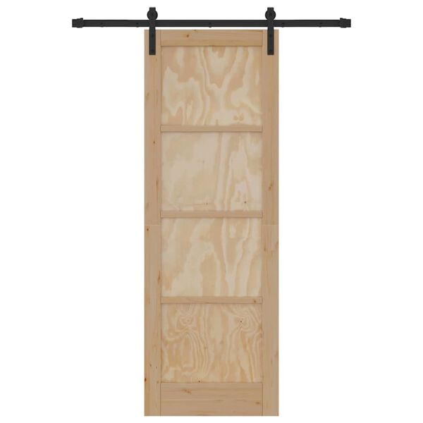vidaXL Schiebet&uuml;r Braun 73,5 x 211 cm Massives Kiefernholz
