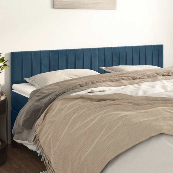 vidaXL Kopfteile 2 Stk. Dunkelblau 80x5x78/88 cm Samt