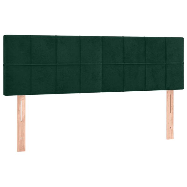 vidaXL LED Kopfteil Dunkelgr&uuml;n 144x5x78/88 cm Samt