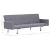vidaXL Schlafsofa mit Armlehnen Hellgrau Polyester